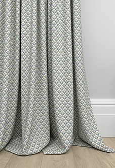Trellis Prints, Scallop and Bud Raffs Blue - Made to Measure Curtains
